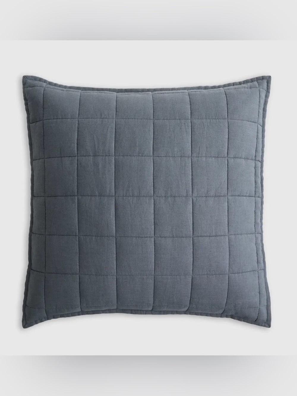 Quince European Linen Box Quilted Euro Sham, 26 X 26 (Blue)